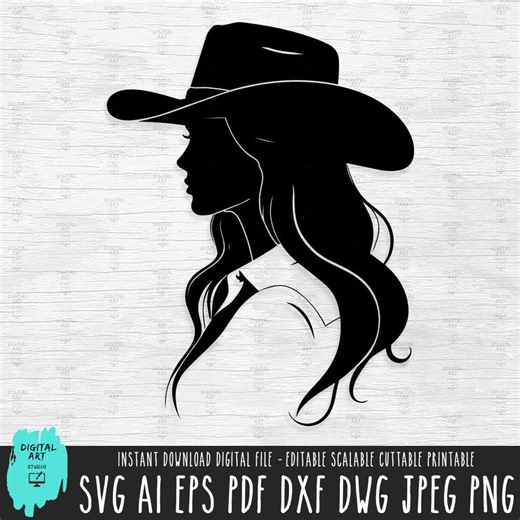 Cowgirl SVG, Western Silhouette Vector Cowboy (digital Download) - Etsy