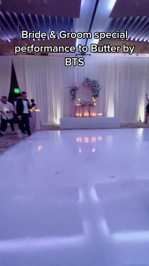 Part 3, which is actually the intro 🔥 The Bride & Groom slaying their performance to Butter by @BTS. @tramyboo 👰‍♀️ & Jay 🤵‍♂️. 🎥: Alyssa & @totcjustin Choreography: @kevinpascua4 and Julia Nguyen🔥 #kpop #bts #hiphop #weddingtiktok #wedding #dancers #hiphopdance