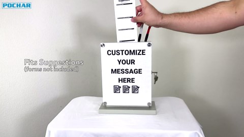 Large Suggestion Box With Slot and Lock - Metal Wall Mounted Ballot Box, Donation Case, Safe Lock Tip Jar For Fundraising, Hotel, Bar and School Voting Use (Black, 10'' x 4.75'' x 12.5'')