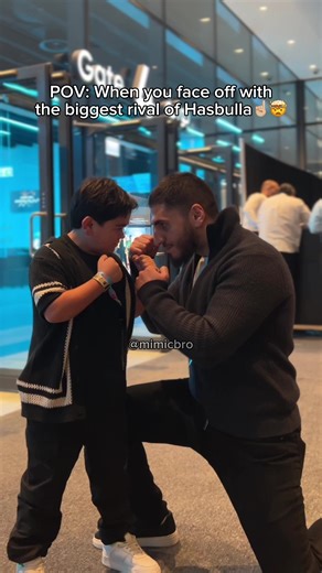 Facing off with Hasbulla’s biggest rival😄☝🏼 #fyp #ufc #hasbulla #abdurozik #mma