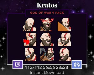 God of War Kratos Emote 9 Pack, Bundle for Twitch, Discord. Rage Think Lurk Axe Laugh Hi Waving Facepalm Amazed - Etsy Canada
