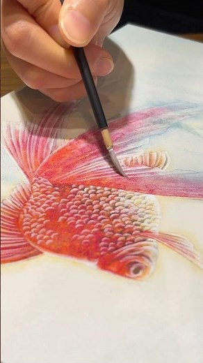 【ASMR】金魚を描く作業音。［日本画メイキング］#shorts