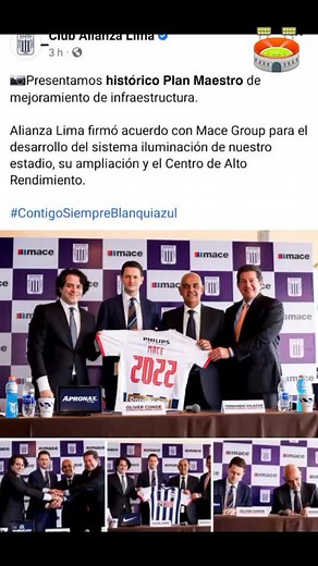 #alianzalimacorazon #alianzalima #estadioalejandrovillanueva. Acuerdo entre Alianza Lima y Mace Group.