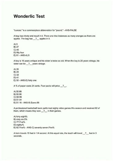 Latest WONDERLIC PRACTICE TEST QUESTIONS WITH COMPLETE SOLUTIONS 334 video