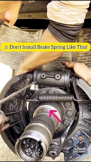 Tough Brake Spring Install? Watch This Before You Try! #engine #mechanic #truck #shorts #skills #yt