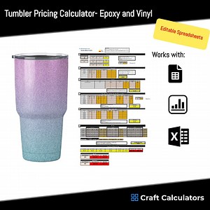 Epoxy Tumbler Pricing Calculator: Vinyl Designs (microsoft Excel, Google Sheets) - Etsy