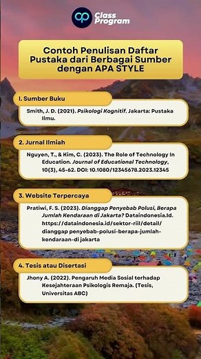Contoh penulisan daftar pustaka dari berbagai sumber dengan APA STYLE