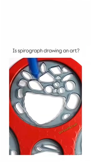 trendreelhub on Instagram: "The post features a 51-second video showcasing a Spirograph kit drawing initial patterns, transitioning to a DIY jar with smiley lid and weighted rotation for hypnotic blue mandala designs on paper, emphasizing mechanical creativity over manual dexterity. By questioning "Is spirograph drawing an art?", it invites reflection on generative art, where tools like the 1965-invented Spirograph produce hypotrochoid curves via parametric equations, blurring lines between craf
