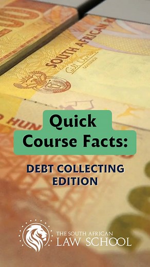 Quick Course Facts: Debt Collecting Edition🎖 Take your career to the next level with this short 3-month course and learn the ins-and-outs of becoming a debt recovery professional! Don't Delay, Apply today! https://bit.ly/SALaw-DebtCollecting #LegalEagle #lawschoolza #southafricanlaw #legalstudies #law #debtcollector #debtcollecting #accounts #creditmanagement #studyinZA #debt | SOUTH AFRICAN LAW SCHOOL