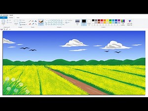 Landscape Drawing with MS Paint 🎨🖌️ | Digital art Landscape Drawing - 3 | microsoft paint tutorial - Videos For Kids