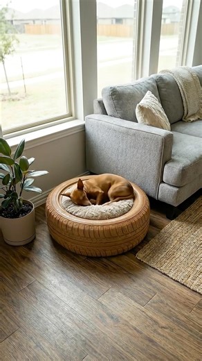 Turning a highway tire into a luxury dog bed! 🐶🛞