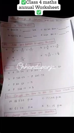 class 4 maths worksheet for annual exam