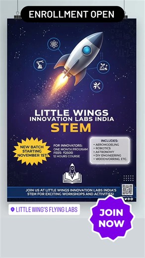 New and exciting workshops on stem learning only at Little wings vidyaranyapura New batch starting on Nov 1st Saturday 10am Come join your young scientists and give them a whole new experience of our dedicated lab for stem learning Contact Rahul 8553 786 456 for more information | Little Wing's Flying Labs