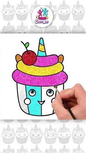 CUTE Unicorn Cupcake Drawing #shorts #drawing