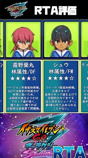 【イナイレGo3スーパーノヴァ】RTAキャラ評価 #shorts