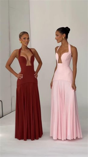 The Perfect🥀 Our CYRENE Maxi Dress in Blush🌸 & Deep Red❤️ #fashion #model #beauty #outfit #shorts