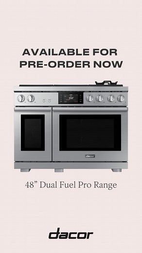 1.4K views · 12 reactions | The all-new 48” Dual Fuel Pro Range with Air Sous Vide and an Air Fry Tray is where high-performance meets luxury design. Pre-Order NOW for substantial discounts with a Dacor Sale Professional. Learn More at https://www.dacor.com/us/products/cooking/ranges/48-inch-dual-fuel-range-transitional-silver-stainless-natural-gas-liquid-propane-dop48t960ds/. | Dacor | Facebook