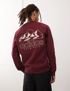 adidas Originals mountain graphic sweatshirt in burgundy | ASOS