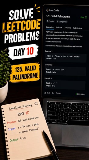 👉 125 Valid Palindrome in Java| LeetCode|Two Pointer Approach #shorts #coding #java #trending #dsa