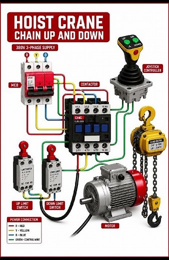 Hoist Crane Up Down Wiring Diagram | 3 Phase Motor Control Complete Guide