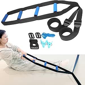 Bed Ladder Assist for Seniors, 160 Inches Sit Up Helper with Non-Slip 4 Handles, Pull Up Assist Device for Elderly Adults Injury Handicapped Patients