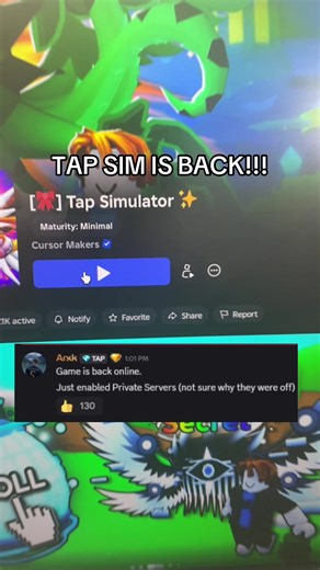 Tap Sim is BACK!! there is going to be a mini admin abuse right now and new codes!!! #tapsimulator #tappingsim #tapsim #tappingsimulator #tutorial