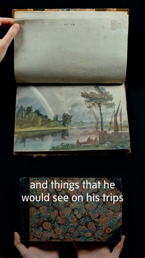 For JMW Turner, sketchbooks allowed him to capture the world around him while he was travelling 📚 The books came in all shapes and sizes, containing beautifully detailed watercolours and the quickest of pencil sketches, as well as shopping lists, medical advice and language survival phrases. Many were filled during his journeys to the coast, including time spent in Cornwall in 1811, where he was inspired by the dramatic light and sea 🌊 These drawings often formed the basis for large scale oil 