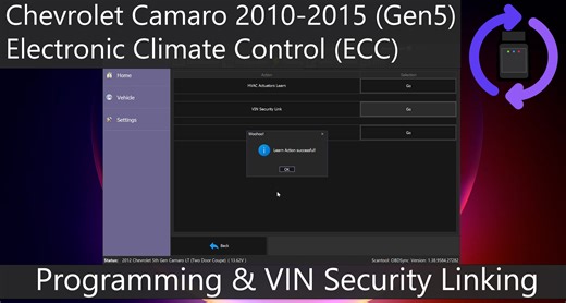 Chevrolet Camaro 2010-2015 (Gen5) Electronic Climate Control (ECC) Module Replacement Programming & VIN Security Linking - OBDSync