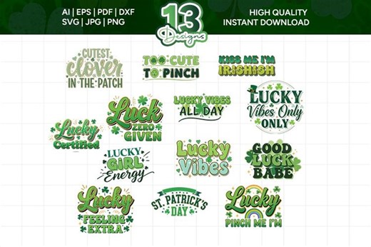 St Patrick's Day SVG Bundle, Lucky Quotes, Shamrock Cut Files (instant Download) - Etsy