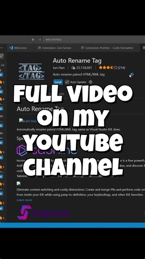 full video on my youtuibe channel #shorts#webdevelopment#vscode#javascript#html#css#coding