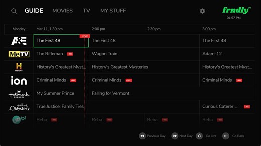 Can you customize your Frndly TV channel guide? Guide options, more