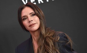 Victoria Beckham's Olive Green Dress Plunges to Her Ribs and Has a Hip-High Slit