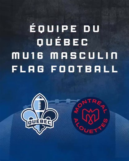 Football Québec on Instagram: "FLAG FOOTBALL - MU16 MASCULIN Immense bravo aux joueurs sélectionnés dans l’équipe du Québec MU16 en flag football ! 🔥🏈 Vous représentez fièrement le Québec — foncez et amusez-vous ! 💙⚜️"
