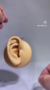 An unfortunate thing about piercings is that not everyone is able to get any piercing they want. It sucks, but now we have a solution for those with improper anatomy for a traditional industrial. Not everyone has enough cartilage to support an industrial piercing, but we have a solution! Available on our website, this L bend industrial barbell makes it so that you do not need the extra fold over of cartilage on your ear to get the piercing. Show this idea to your piercer and get started on it! J