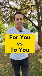 For You vs To You For you = something is meant to help, benefit, or please you. “I made this cake for you” “This message is for you” To you = something is going in your direction “I gave the book to you”. “I’m talking to you”. So, for you is for when we’re helping or doing something nice. To you is about sending, giving, or saying something directly. This video is for you. I’m talking to you. So, what’s the last thing someone did for you? #english #foryou #englishteacher | English with Rhys