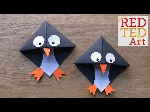 Easy Paper Penguin Corner Bookmark Crafts