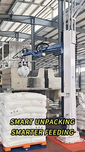 A vision system gives a robot a pair of eyes#depalletizing #depalletizer #palletizer #machine