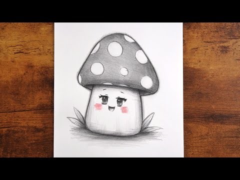 How to Draw a Cute Kawaii Mushroom | Easy Pencil Sketch Tutorial