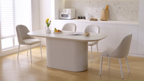 63" Oval Dining Table with 6 Chairs, Modern Kitchen Table Set, Luxury Rectangular Dinner Table, Dining Table for Kitchen, Living Room, Breakfast Nook