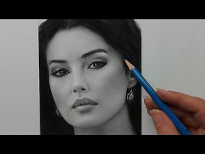 Monica Bellucci Portrait Drawing | Face Shading with Graphite Powder & Pencil | Step-by-Step
