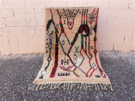 Custom Moroccan Berber Wool Rug – Handmade Amazigh Geometric Rug With Thick Pile and Fringe - Etsy