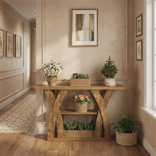 Cross Leg Wood Console - Etsy