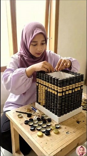 Making a miniature Kaaba from bottle caps😇🤲🕋#shorts