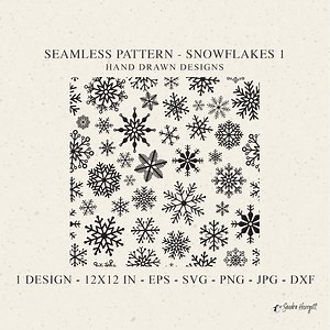 Snowflake Seamless Pattern SVG Plotter File Dxf Png Eps Jpg Winter Cricut Transparent Background Cute Wallpaper Vector DIY Digital Stencil - Etsy