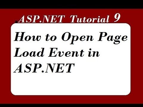Open Page Load Event in ASP.NET