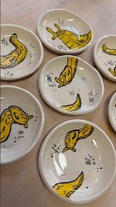 hand painted ceramic dishes :) #bugart #underglaze #pottery
