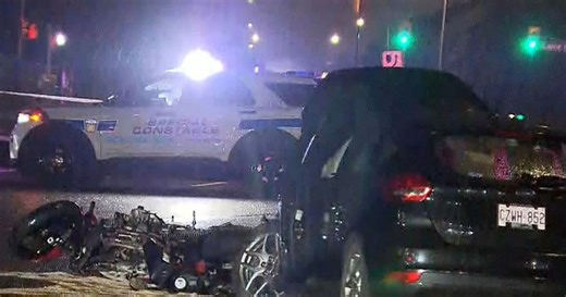 Three people seriously injured after motorcycle and vehicle collide in Mississauga