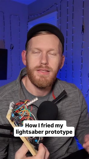 Brenden Vogt on Instagram: "⚡️ How I Fried My Lightsaber Prototype I finally finished a working lightsaber prototype… and then immediately broke it 😅 Follow to stay up to date on the build and get exclusive access to future designs 🚀 #electronics #prototyping #lightsaber #makerlife #hardwareprojects"