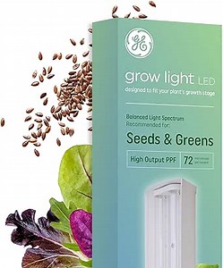 GE LED Grow Light for Indoor Plants, Integrated LED Light Fixture for Seeds and Greens, Balanced Light Spectrum, 25,000 Hours Lifespan, 72 PPF, 24 Inches, 1 Pack (Packaging May Vary)