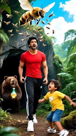 Man Stole Honey...Then the Bees took REVENGE 🐝😬 #ai #honey #bear